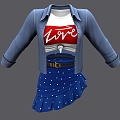 Denim Coat Skirt Skirt suit Clothes Coat Skirt Long Sleeve 3d model