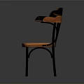 Unique Modern Chair Design With Wooden Striped Backrest And Black Frame Armrests