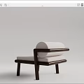 Modern Leisure Chair with Wooden Frame Curved Armrests and Light Fabric Cushion