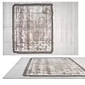 Square Distressed Patterned Area Rug With Fringe And Neutral Tones 3d model