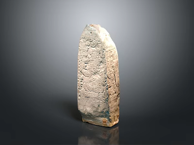 Ancient Stone Stele With Intricate Carvings And Historical Relief Patterns 3d model