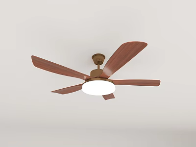 Modern Ceiling Chandelier With Wooden Blades And White Light Fixture For Home Interior 3d model