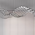 Stylish Modern Wave Shaped Chandelier With Square Light Panels Hanging In Ceiling