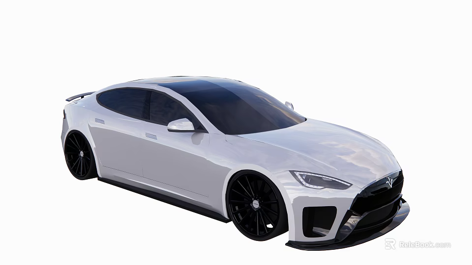 White Modern Sedan With Sleek Body Design And Black Wheels 3d model 