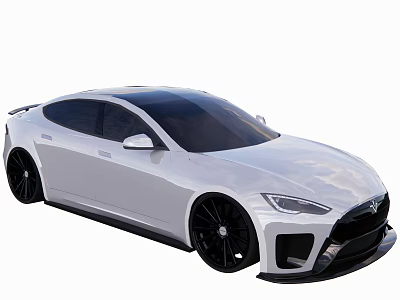White Modern Sedan With Sleek Body Design And Black Wheels 3d model