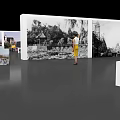 Modern Event Exhibition Display Wall With Curved Panels And Photo Displays