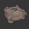 Intricate Stone Sculpture With Circular Layered Design And Textured Surface