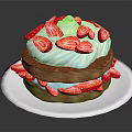Delicious Layered Strawberry Dessert with Whipped Cream and Fresh Strawberry Slices on White Plate