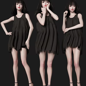 Skirt Beauty Figure Model Sling Skirt Pajamas Figure Beauty Woman 3d model