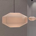 Two Modern Geometric Pendant Lights Hanging On Gray Wall Interior Design 3d model
