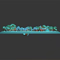 Miniature Natural Scene Model With Circular Platform Green Trees And Pathways
