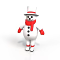 Snowman Figure With White Top Hat Red Scarf Black Buttons And Red Gloves