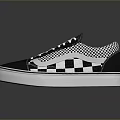 Stylish Black And White Checkered Canvas Shoes With Lace Up Design And White Sole