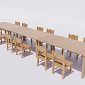 Long Wooden Children's Table Set With Matching Chairs For Classroom Activity
