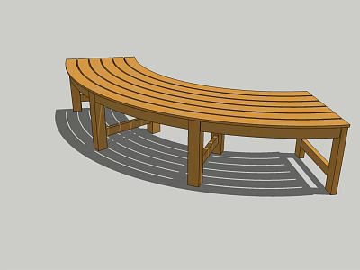 Wooden Curved Landscape Seating With Slatted Design For Outdoor Gardens 3d model