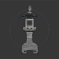 Traditional Chinese Decorative Furniture With Multi Tiered Green Tile Roof And White Base