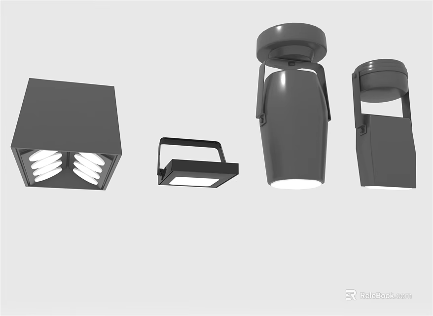 Modern Indoor Lighting Fixtures With Square Cylindrical And Wall Mounted Designs 3d model 