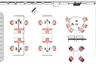 Modern Office Desk Layout With Multiple Workstations And Chairs In Workspace 3d model