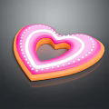 Heart Shaped Donut With Pink Frosting Orange Edge And White Dots