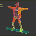 Warm Winter Ski Suit With Orange And Blue Design For Snowboarding Outdoor Use 3d model