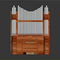 Detailed Wooden Pipe Organ Featuring Metal Pipes Keyboard And Pedals Structure