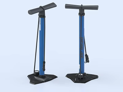 Two Blue Floor Pumps With Stable Base And Ergonomic Handle For Home Use 3d model