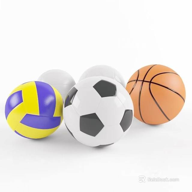 Sports Equipment Including Volleyball Soccer Ball And Basketball For Training And Recreation 3d model 