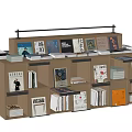 Modern Bookcase Bookstore Bookcase Library Bookcase Short Display Cabinet Reading Room Bookcase 3d model
