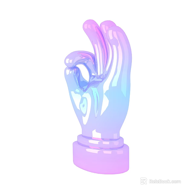 Hand Shaped Transparent Gradient Decorative Ornament With Glossy Surface As Daily Life Product 3d model 