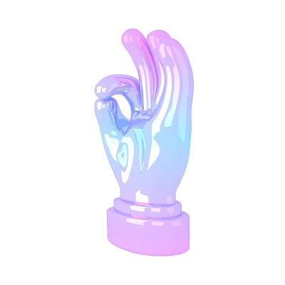 Hand Shaped Transparent Gradient Decorative Ornament With Glossy Surface As Daily Life Product 3d model