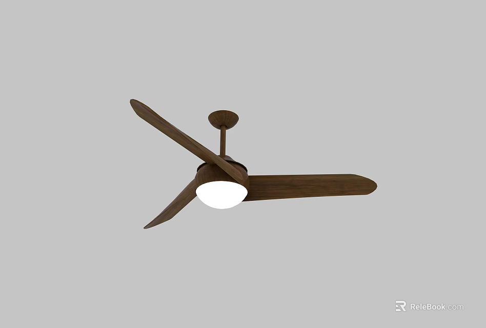 Modern Ceiling Fan With Wooden Blades And White Light For Home Decoration 3d model 