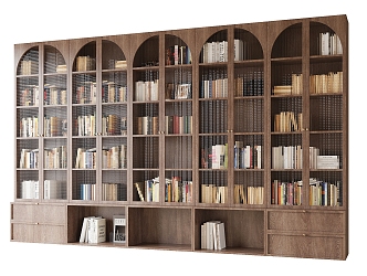 Bookcase Books Whole Wall Cabinet 3d model