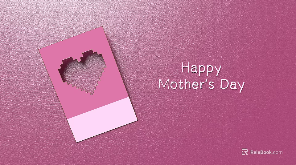 Happy Mother’s Day Pink Card With Heart Shaped Cutout On Pink Background 3d model 