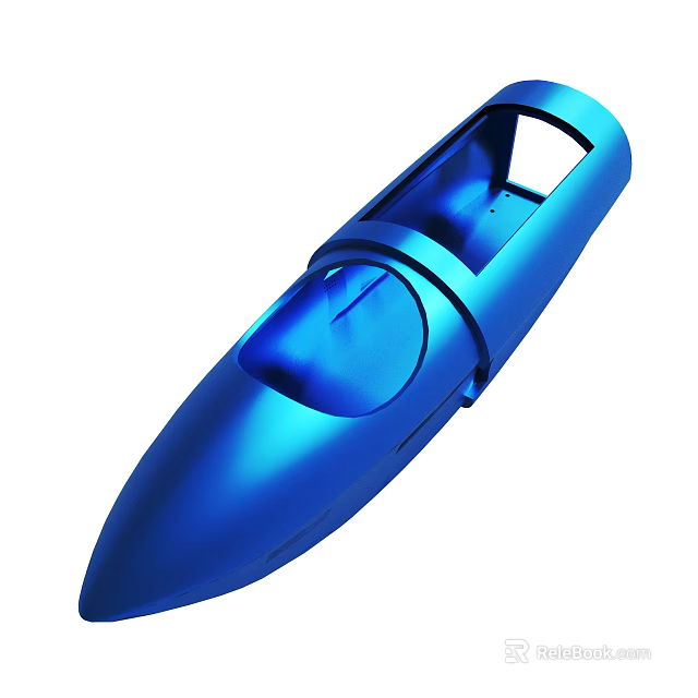 Blue Shiny Boat Shaped Design Model With Smooth Surface And Modern Look 3d model 