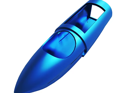Blue Shiny Boat Shaped Design Model With Smooth Surface And Modern Look 3d model