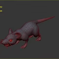 3D Rendered Fantasy Rat With Blue Body Pink Ears Claws Tail And Red Eyes