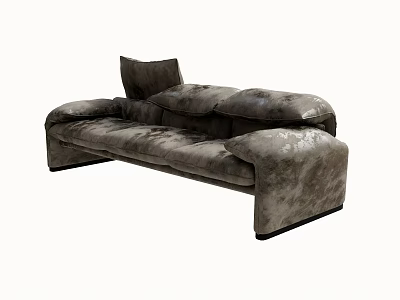 Modern Sectional Sofa With Gray Velvet Fabric And Plush Padded Design 3d model
