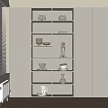 Minimalist Modern White Open Shelving Cabinets With Decorative Pottery And Vases