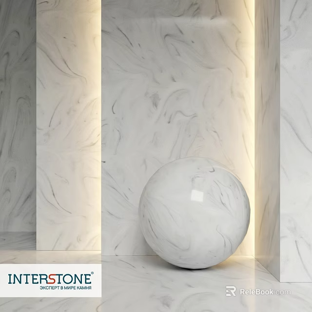 Modern Minimalist Spherical Component With Marble Texture And Illuminated Light Strips On Marble Walls 3d model 
