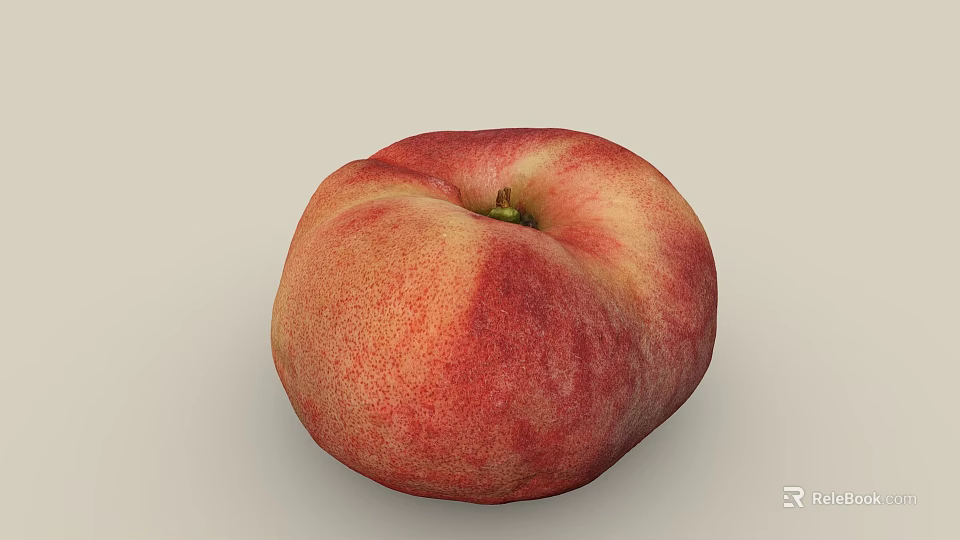 Fresh Ripe Peach With Red And Yellow Skin Smooth Surface Single Juicy Fruit 3d model 