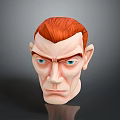 Animated Character 3D Head Model Featuring Red Hair Blue Eyes And Large Ears