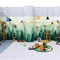 Forest Themed Cat Friendly Mall Store With Climbing Structures Hanging Lights And Play Areas