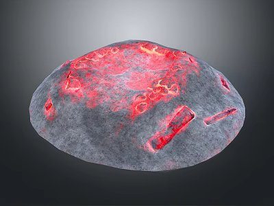 Glowing Lava Rock Surface With Red Illuminated Cracks And Patterns 3d model