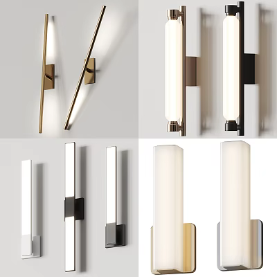 Modern Contemporary Wall Lights With Various Sleek Designs And Metal Frames White Shades 3d model