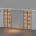 Modern White Wine Cabinet With Multi tiered Display Shelves Lighting And Vertical Striped Design