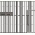 Modern Entrance Gate With Vertical Metal Slats Side Access Door And Identification Plate