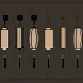 Six Chinese Style Decorative Wall Sconces on Wooden Background with Various Shapes