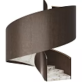 Stylish Spiral Staircase With Dark Wood Structure And Marble Steps 3d model