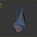 Traditional Orange Sailing Boat with Wooden Mast and White Sail for Water Transport