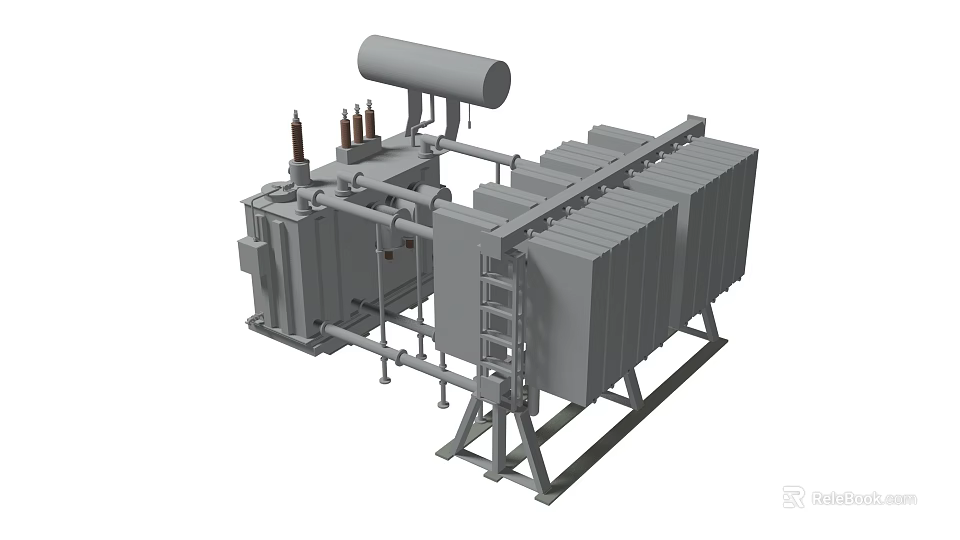 Industrial Equipment System With Large Tank Pipes Ladder And Modular Units 3d model 